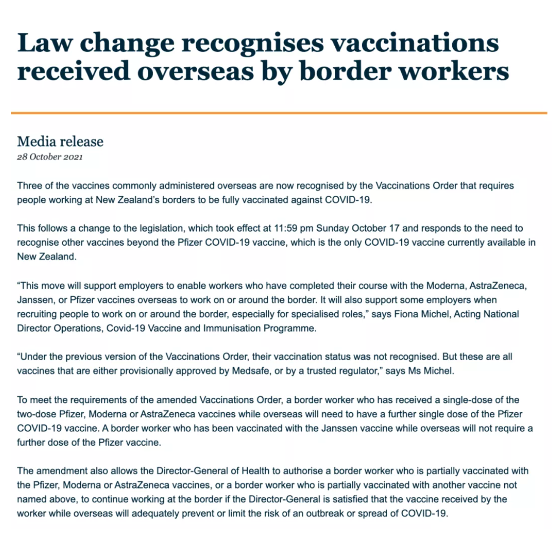 修订法律！边境工作者在海外接种疫苗获得认可！