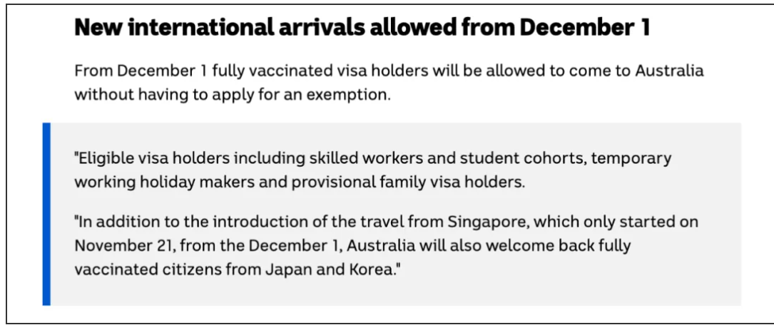 澳洲重磅官宣! 12月1日起, 留学生、临时签可返澳!