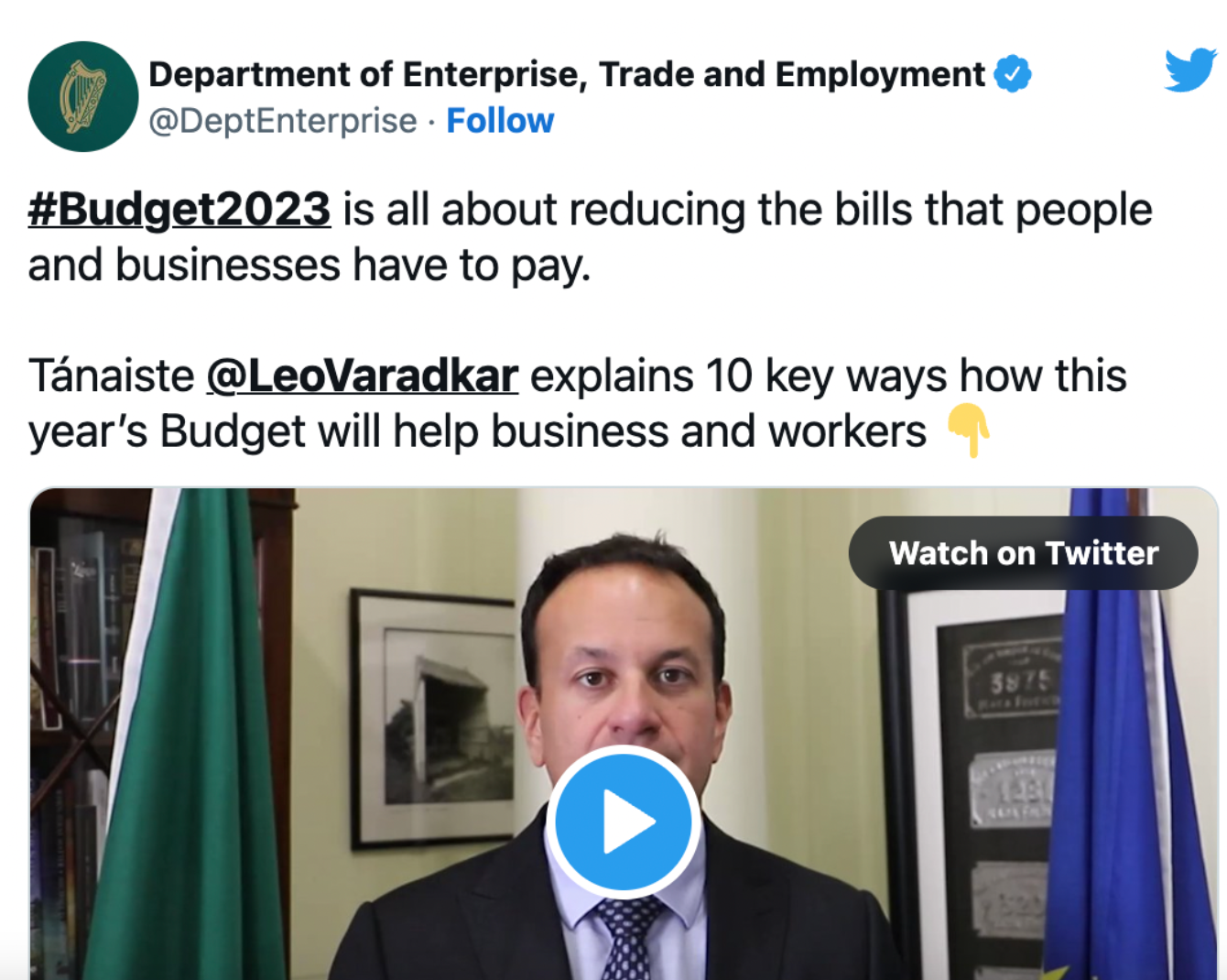 爱尔兰“预算日”终于全盘推出，包括全部公共预算和生活成本一揽子计划